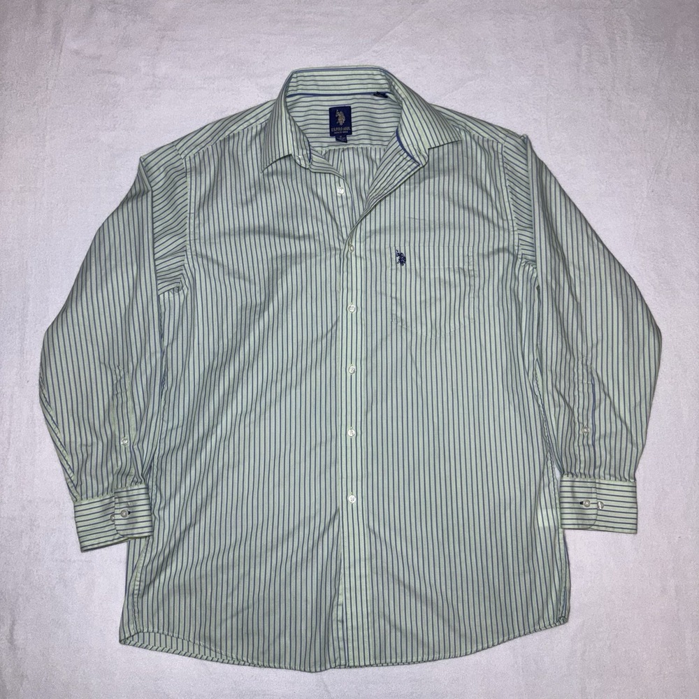 Us Polo Assn. Men's Wrinkle Free Striped Long Sleeve Button Up Size Medium
